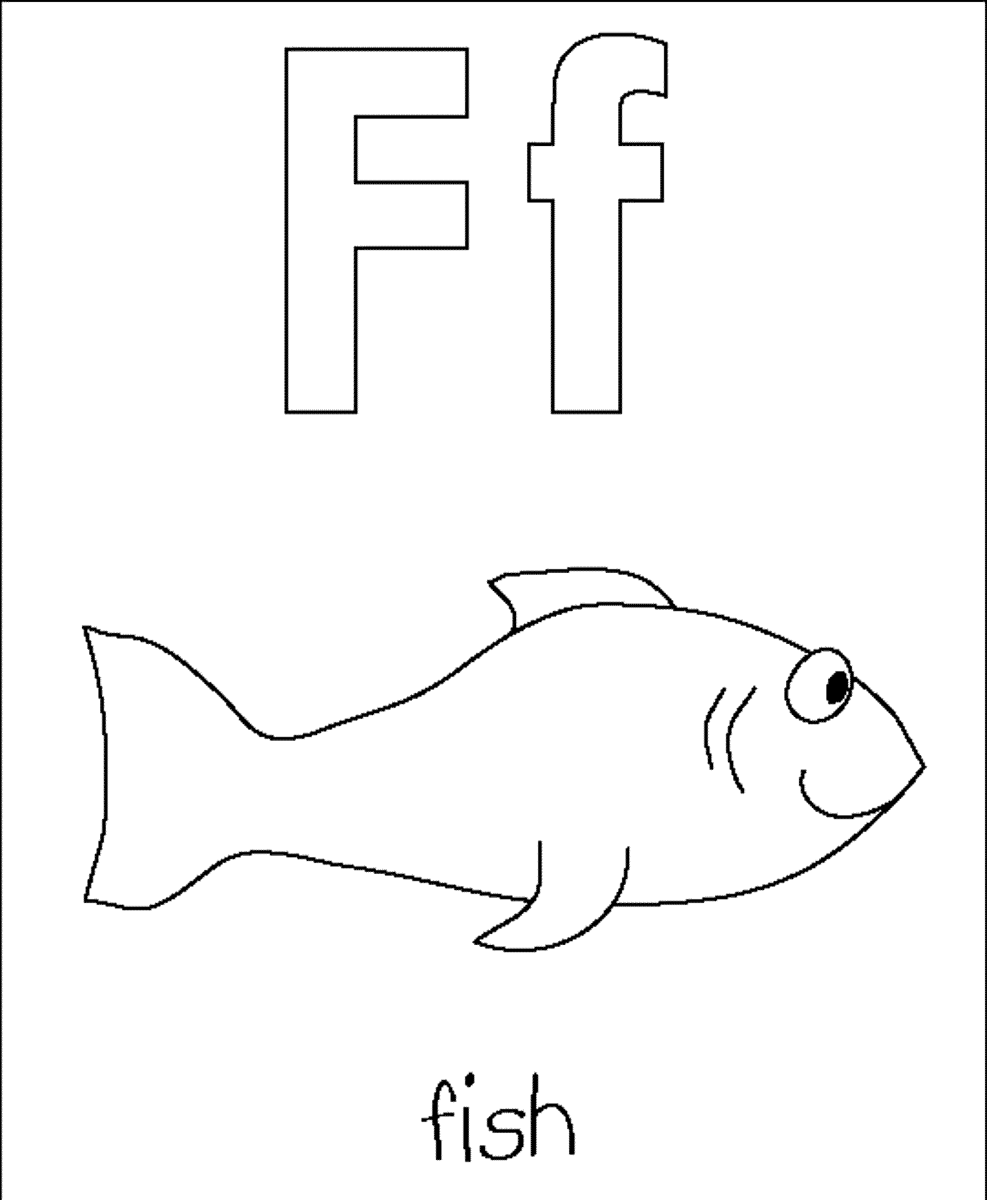 Letter F Coloring Page Fish Image