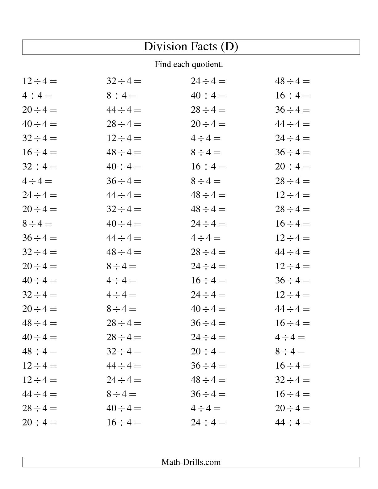 Mad Minute Math Division Worksheets Image