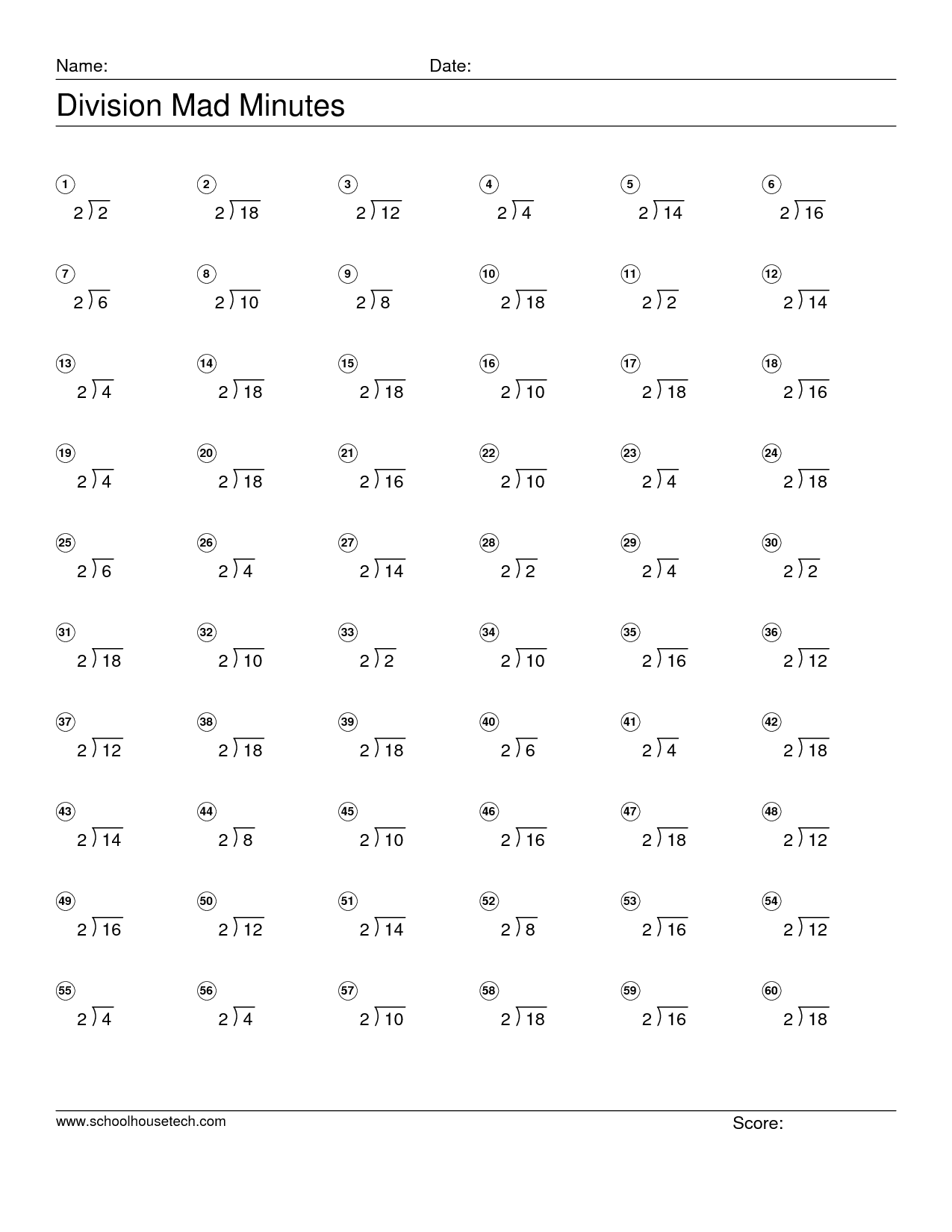 Mad Minute Multiplication Printable Worksheets Image