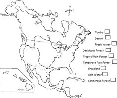 North American Biome Map Coloring Sheet Image