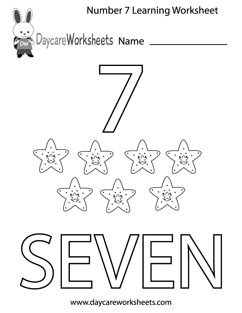 Number 7 Preschool Worksheet Image