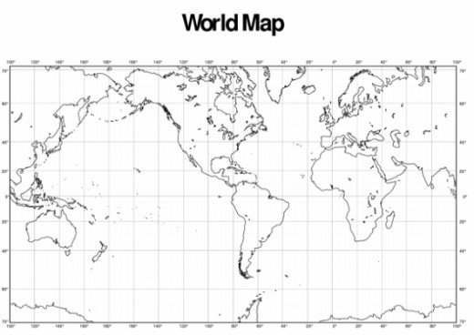 Printable Blank World Maps with Latitude and Longitude Image