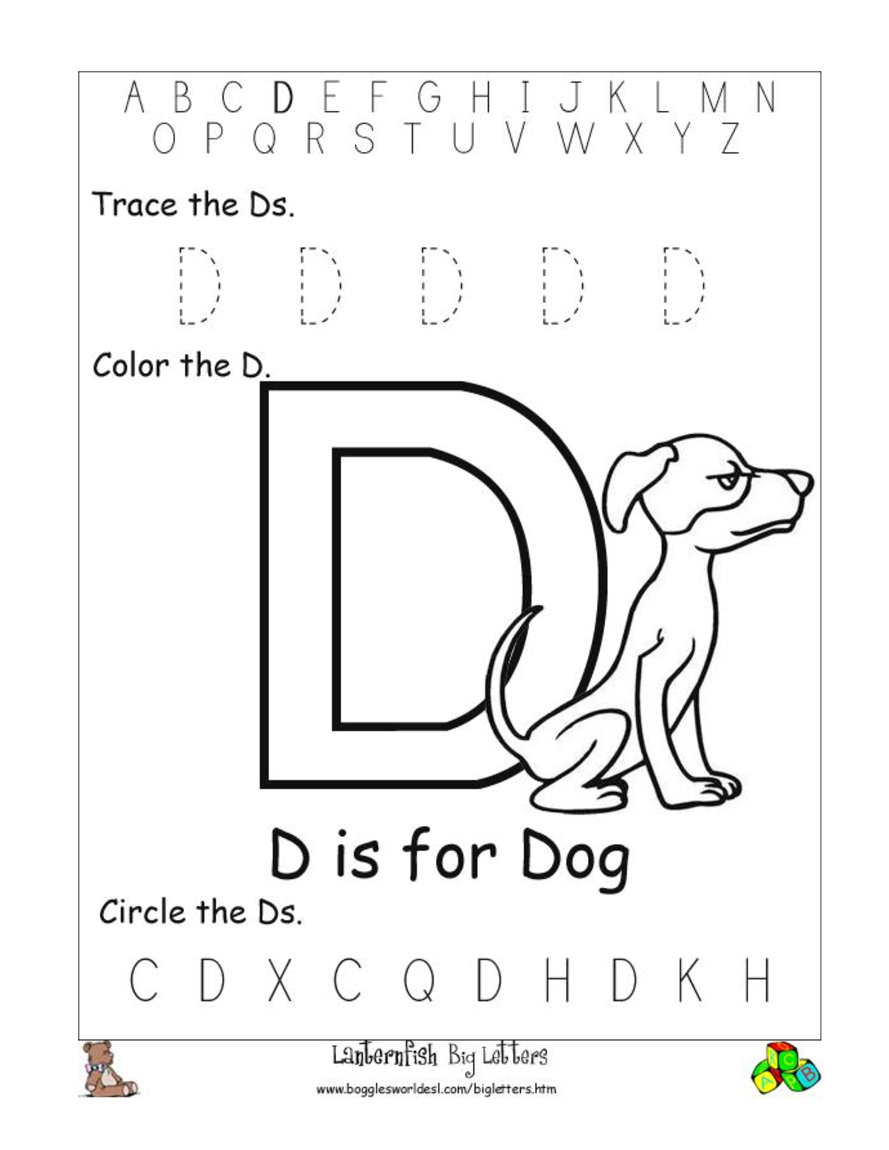 Printable Letter D Worksheets Image