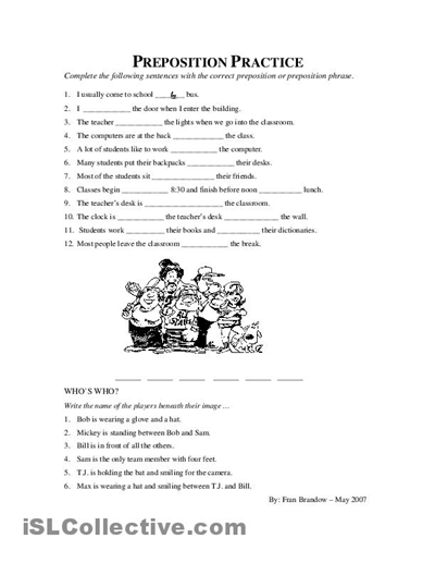 Printable Preposition Worksheets Image