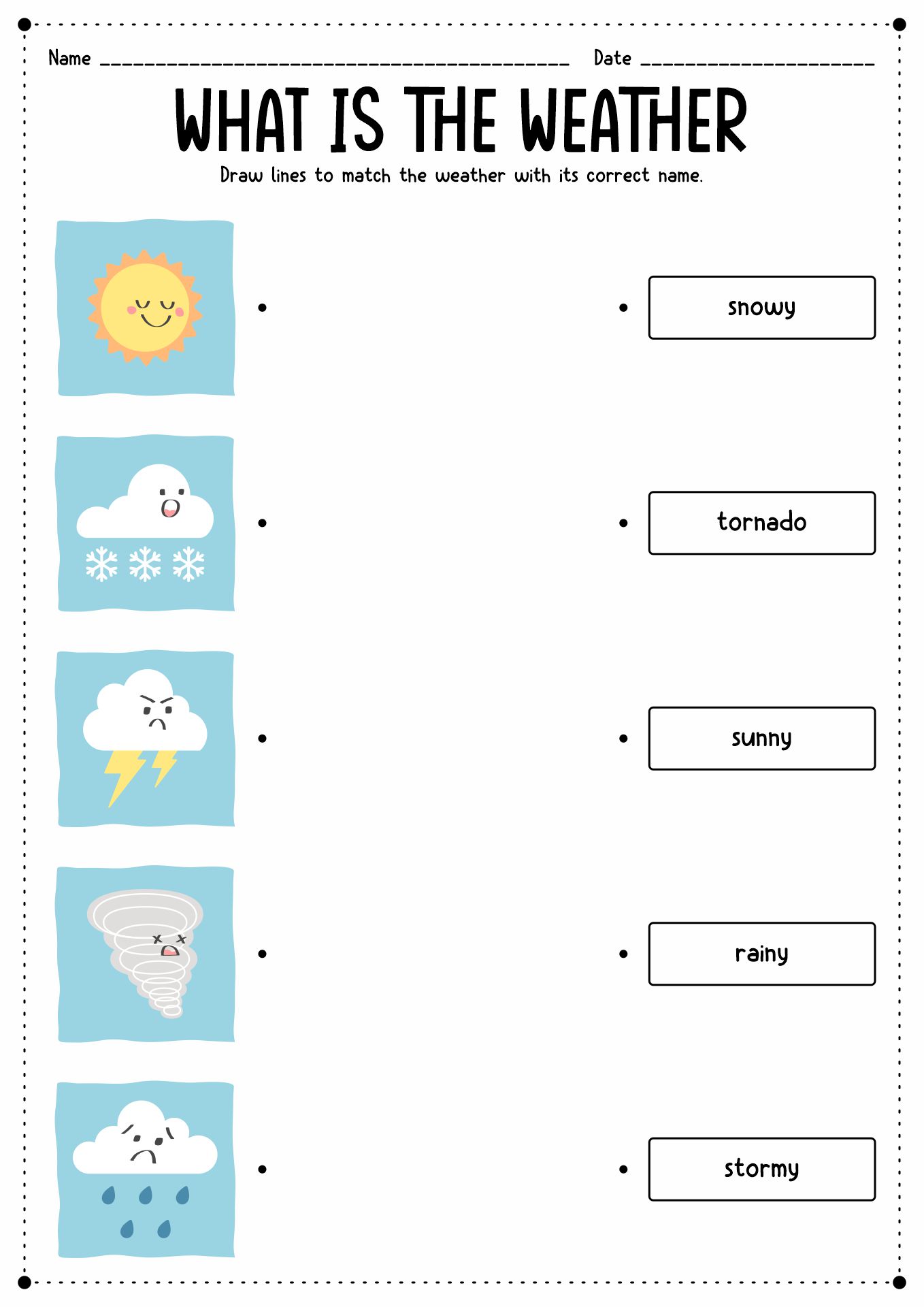 Printable Weather Matching Worksheet Image