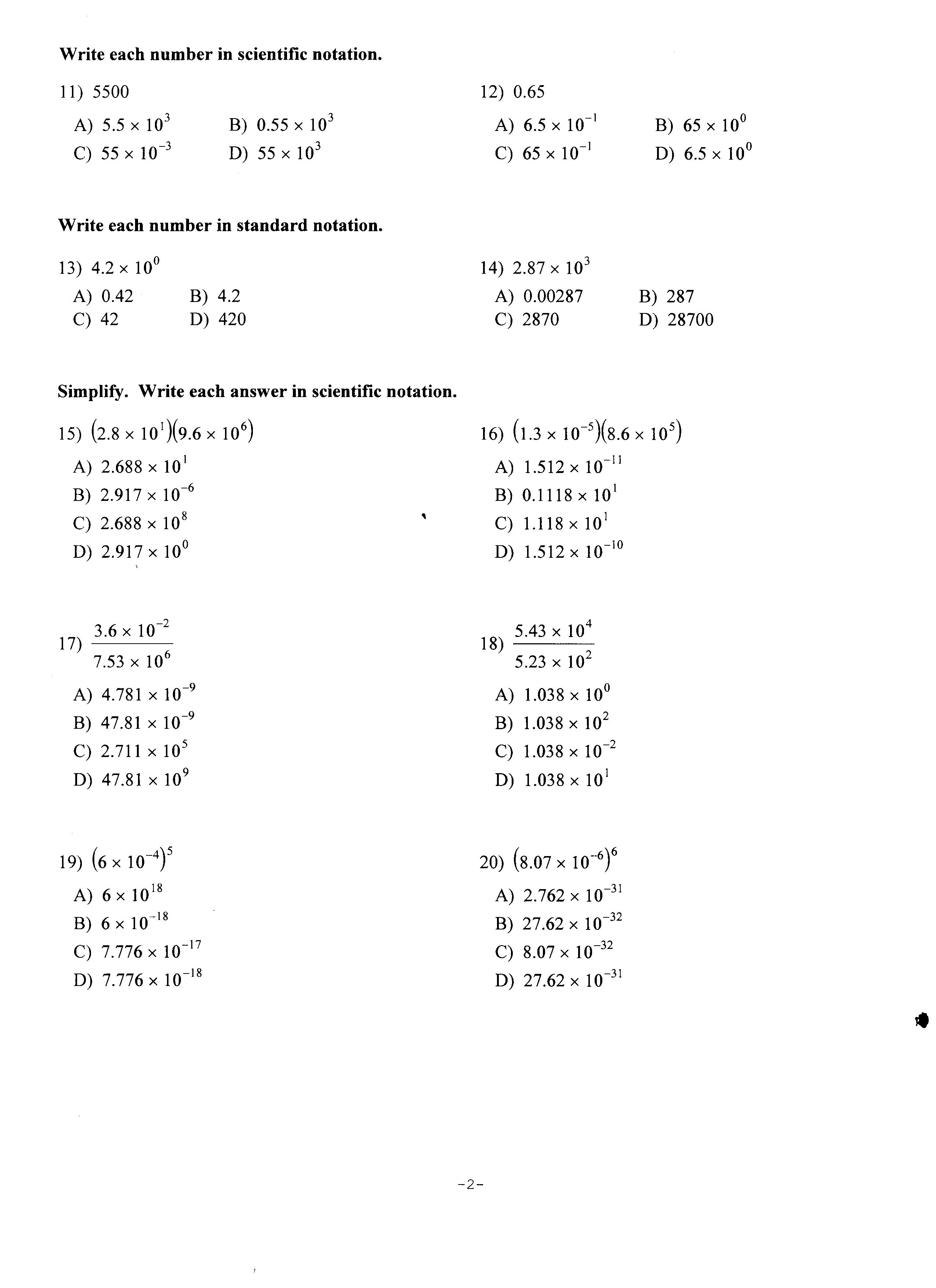 unit exponents and scientific notation homework 1 properties of exponents