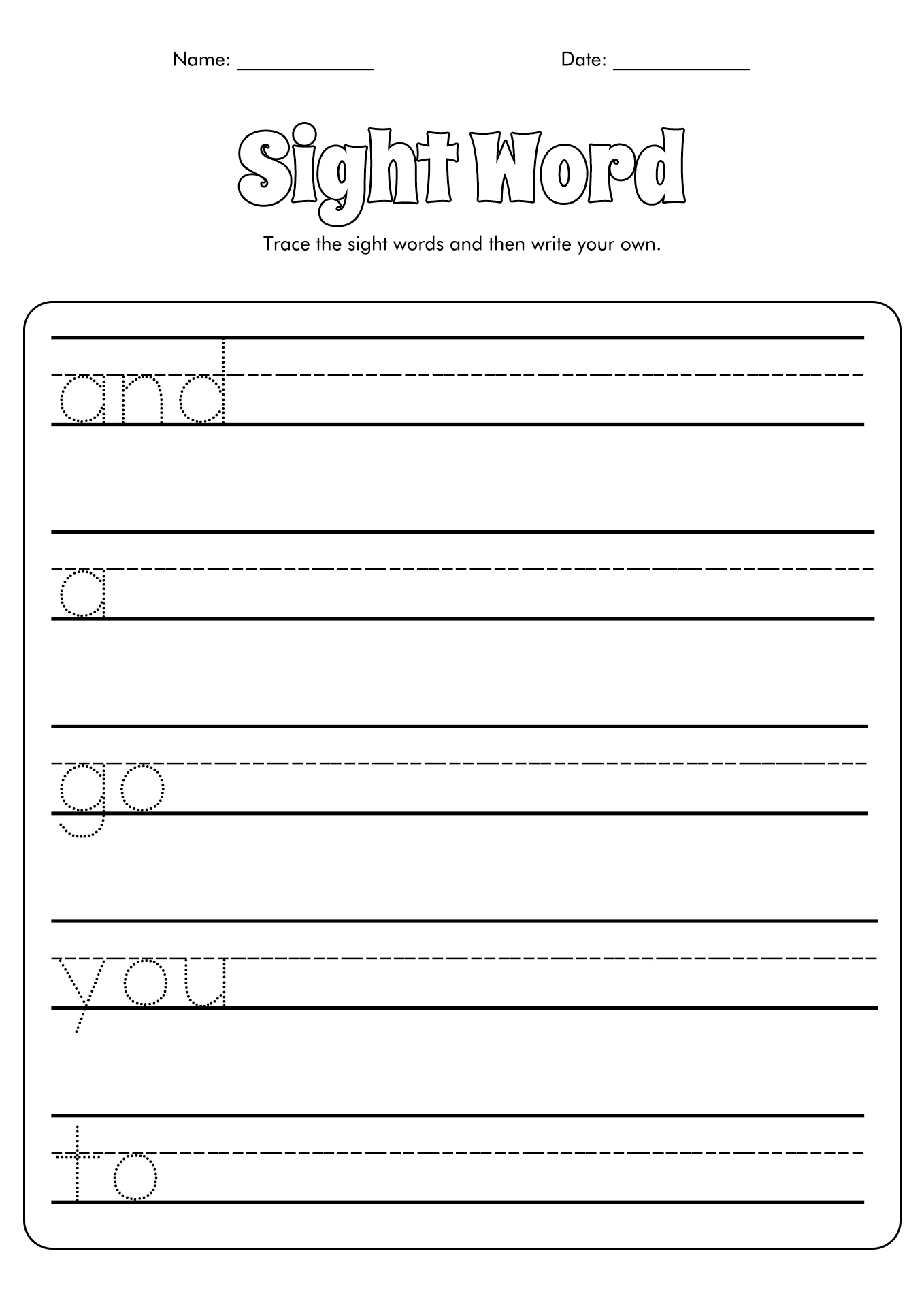 Sight Word Writing Practice