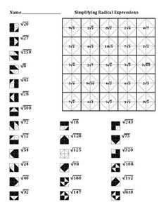 Simplifying Radical Expressions Worksheet Image