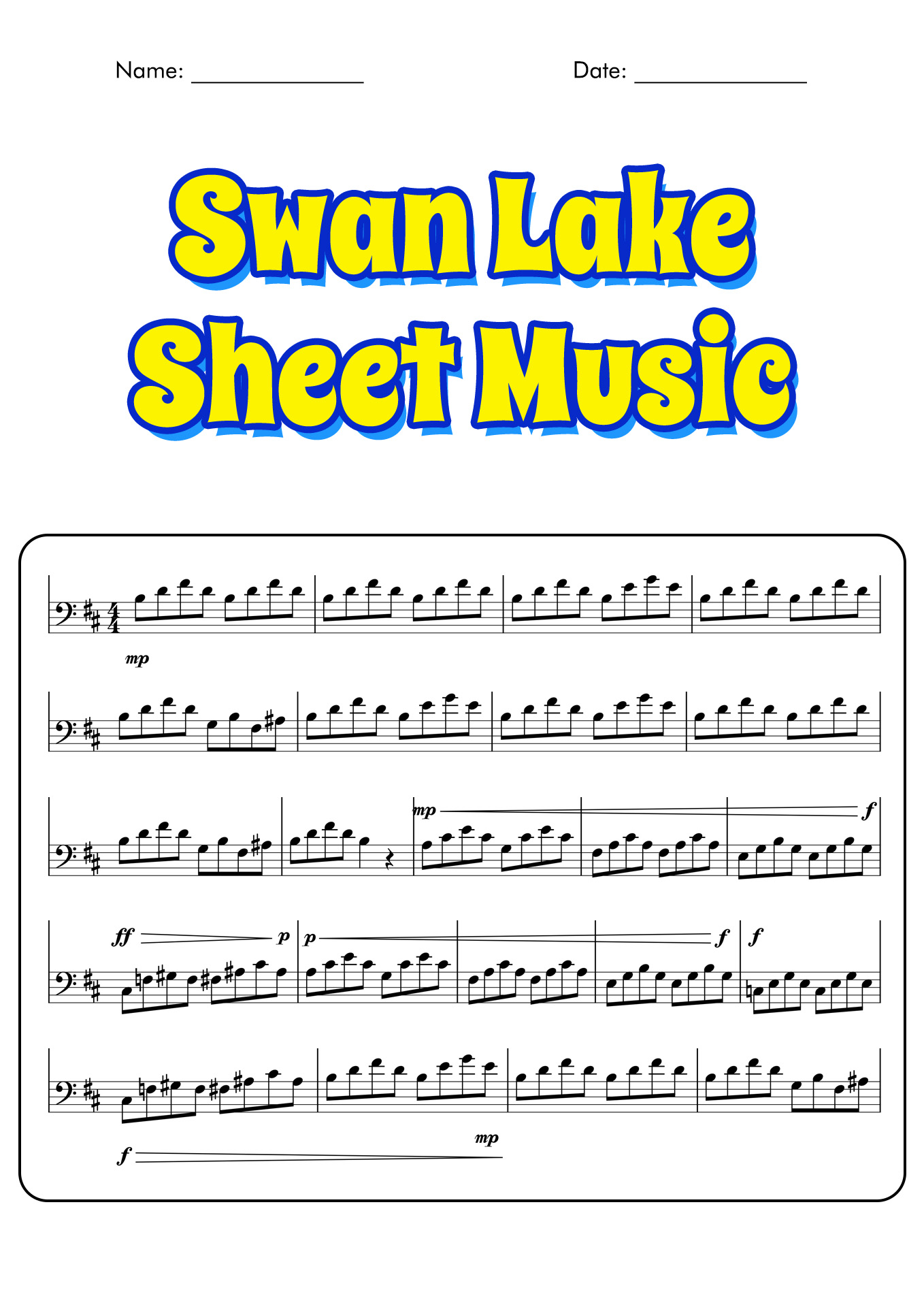 Swan Lake Sheet Music Image