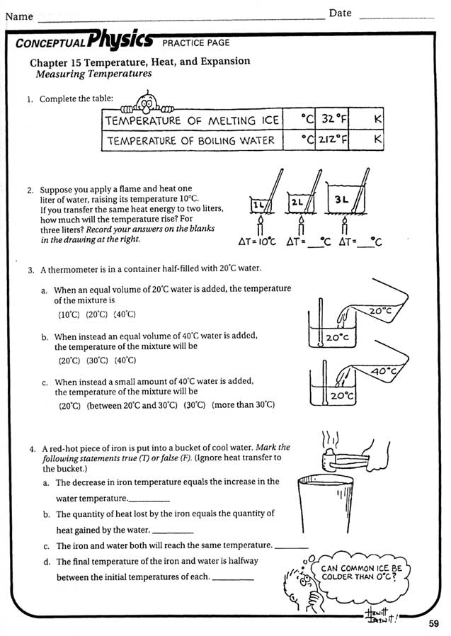 Temperature and Thermal Energy Worksheet Image