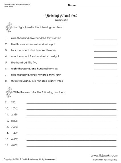 Writing Large Numbers Worksheets Image