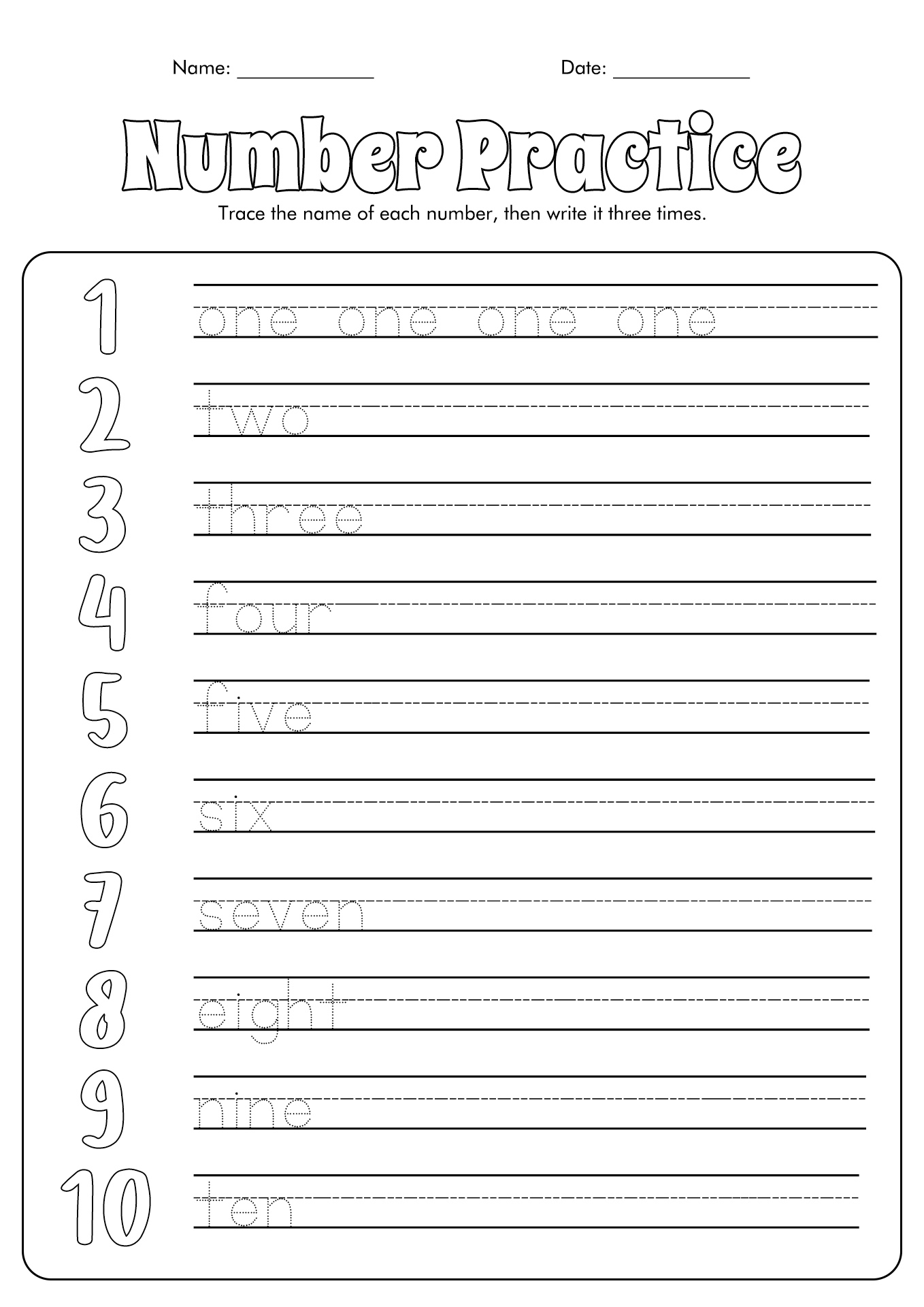 Writing Number Words Worksheets First Grade Image
