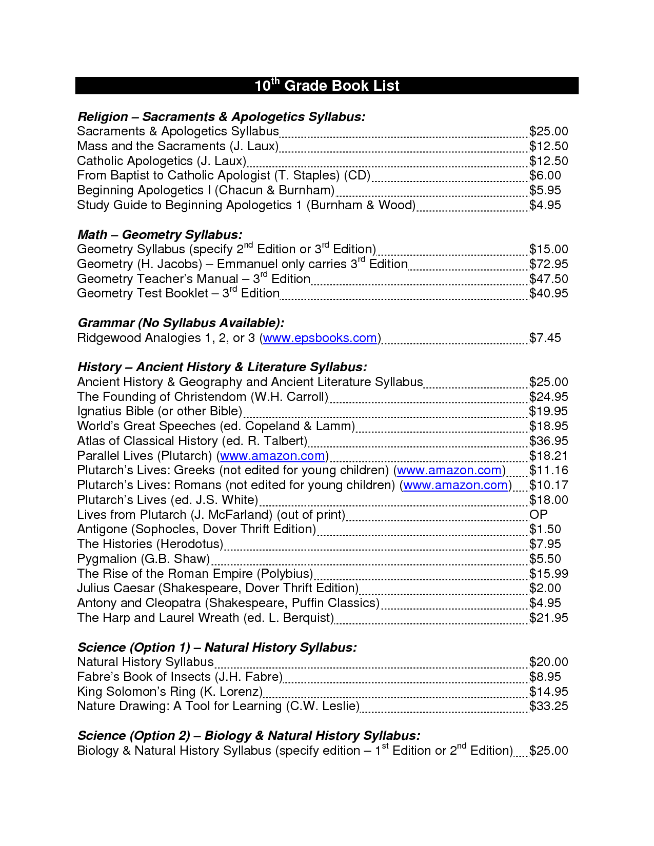 10th Grade Geometry Study Guide