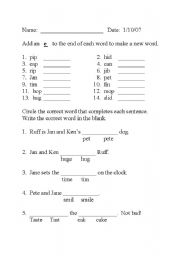 1st Grade Printable English Worksheets