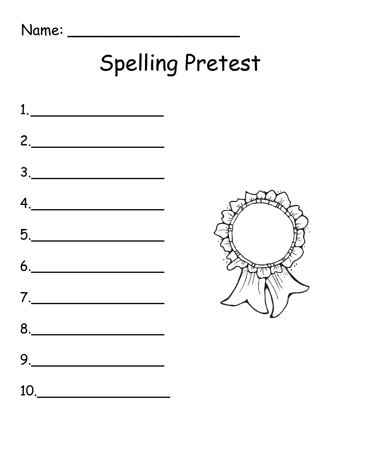 1st Grade Spelling Test Worksheets