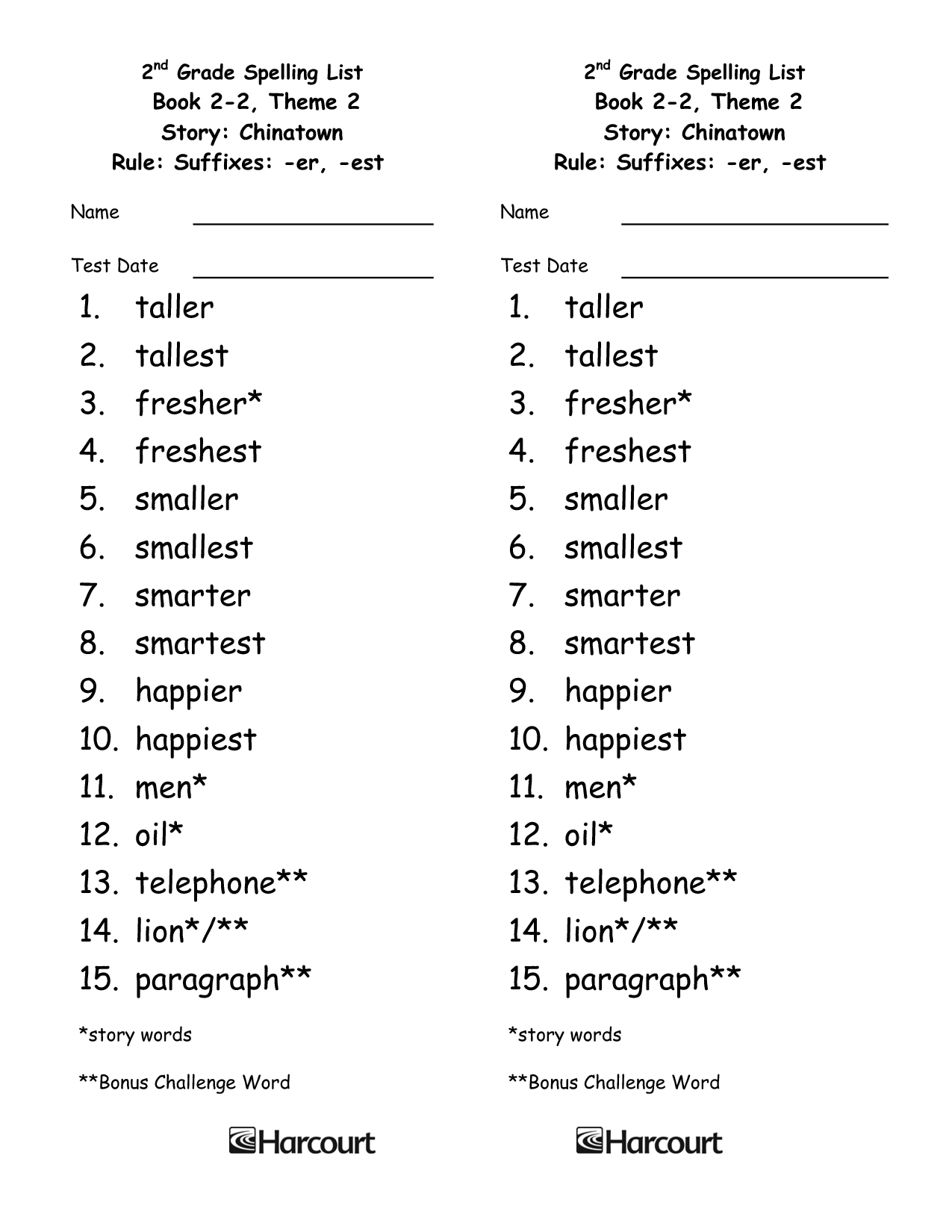 1st Grade Spelling Words Worksheet Image