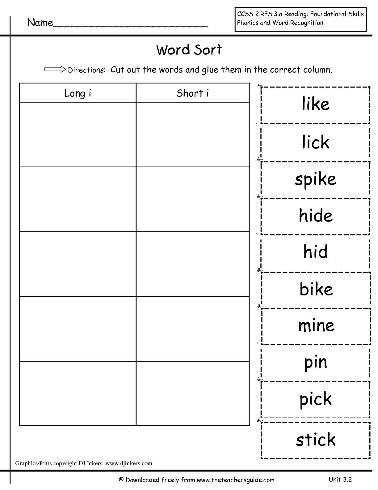 1st Grade Spelling Words Worksheet