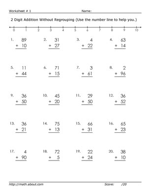 2-Digit Addition without Regrouping Worksheet Image