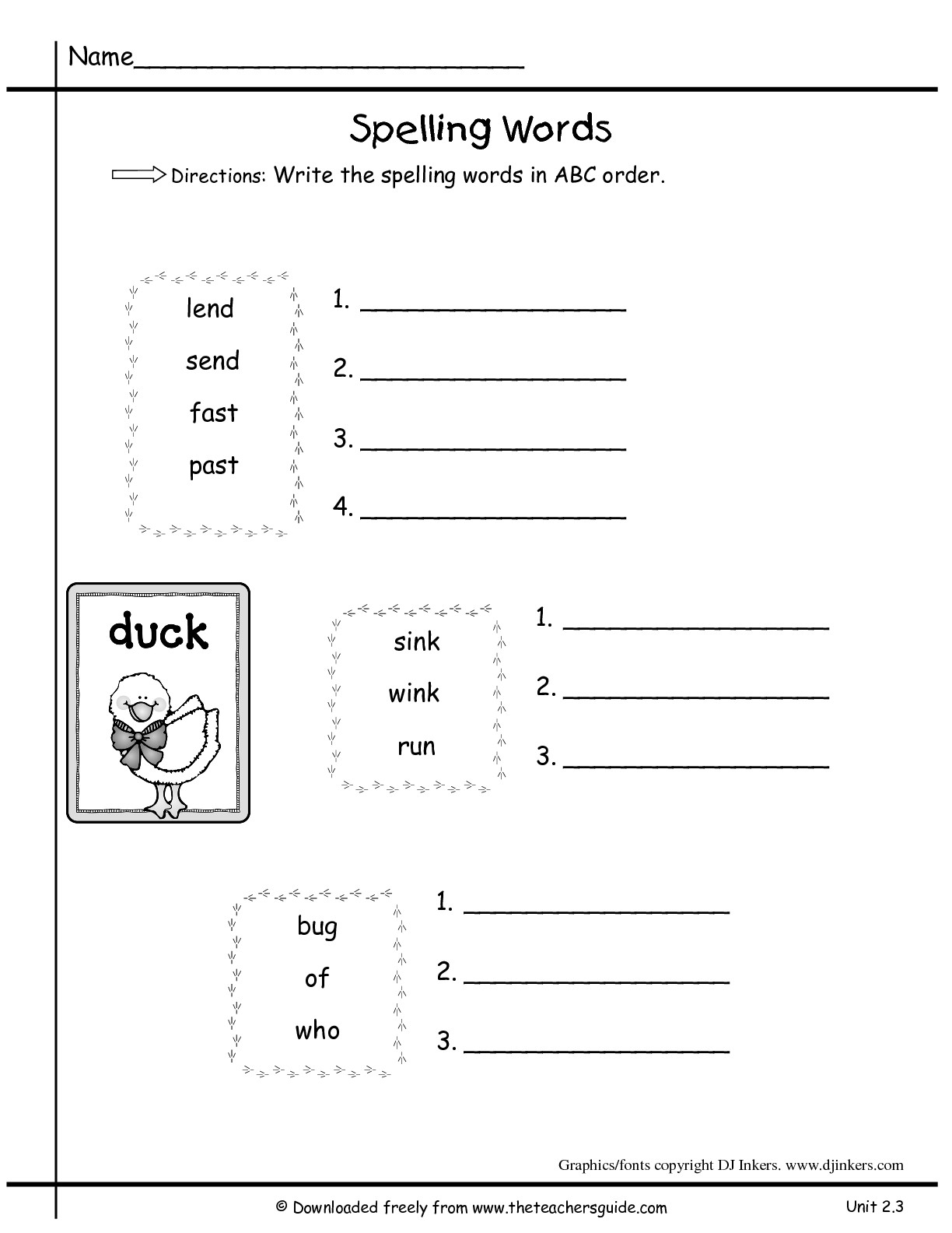 ABC Order Worksheets 1st Grade