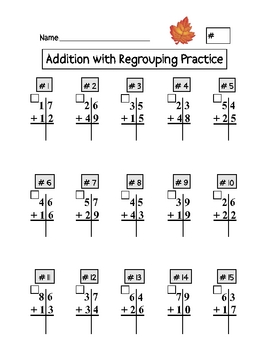 Addition with Regrouping Worksheets Image