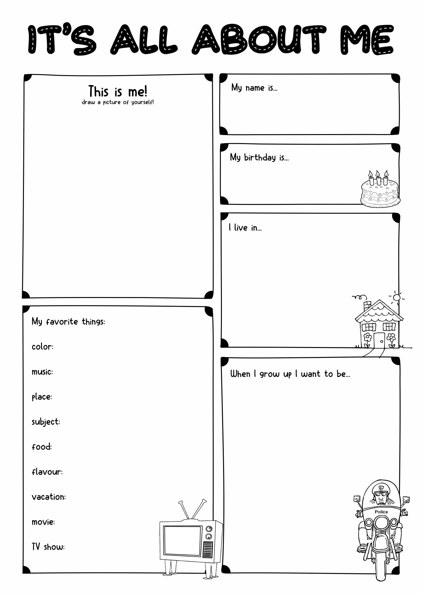 All About Me Worksheets Printables Free Image
