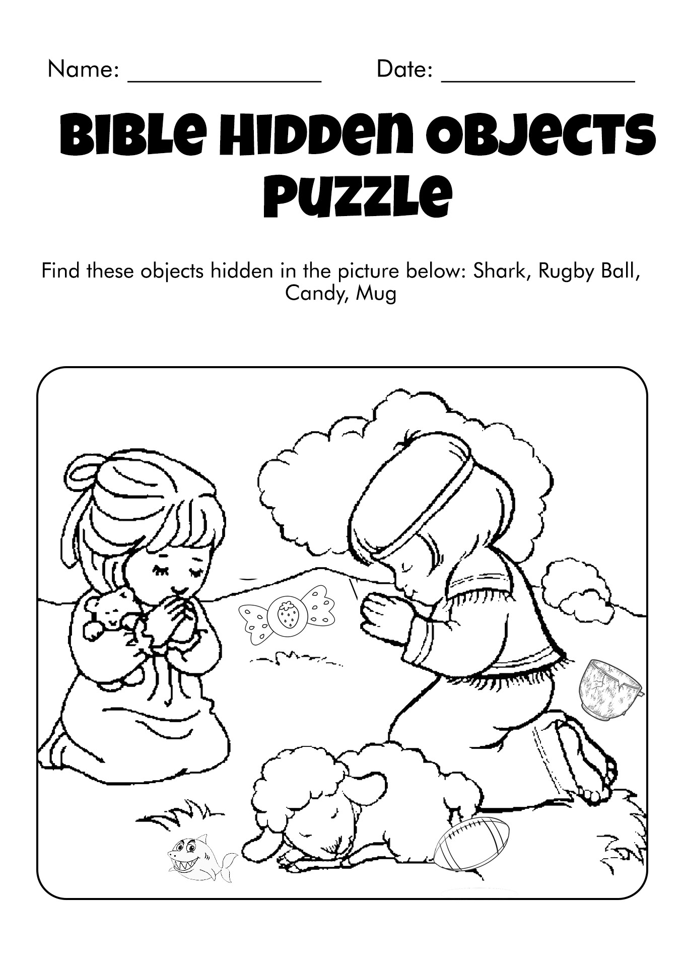 Bible Printables Hidden Objects Puzzle