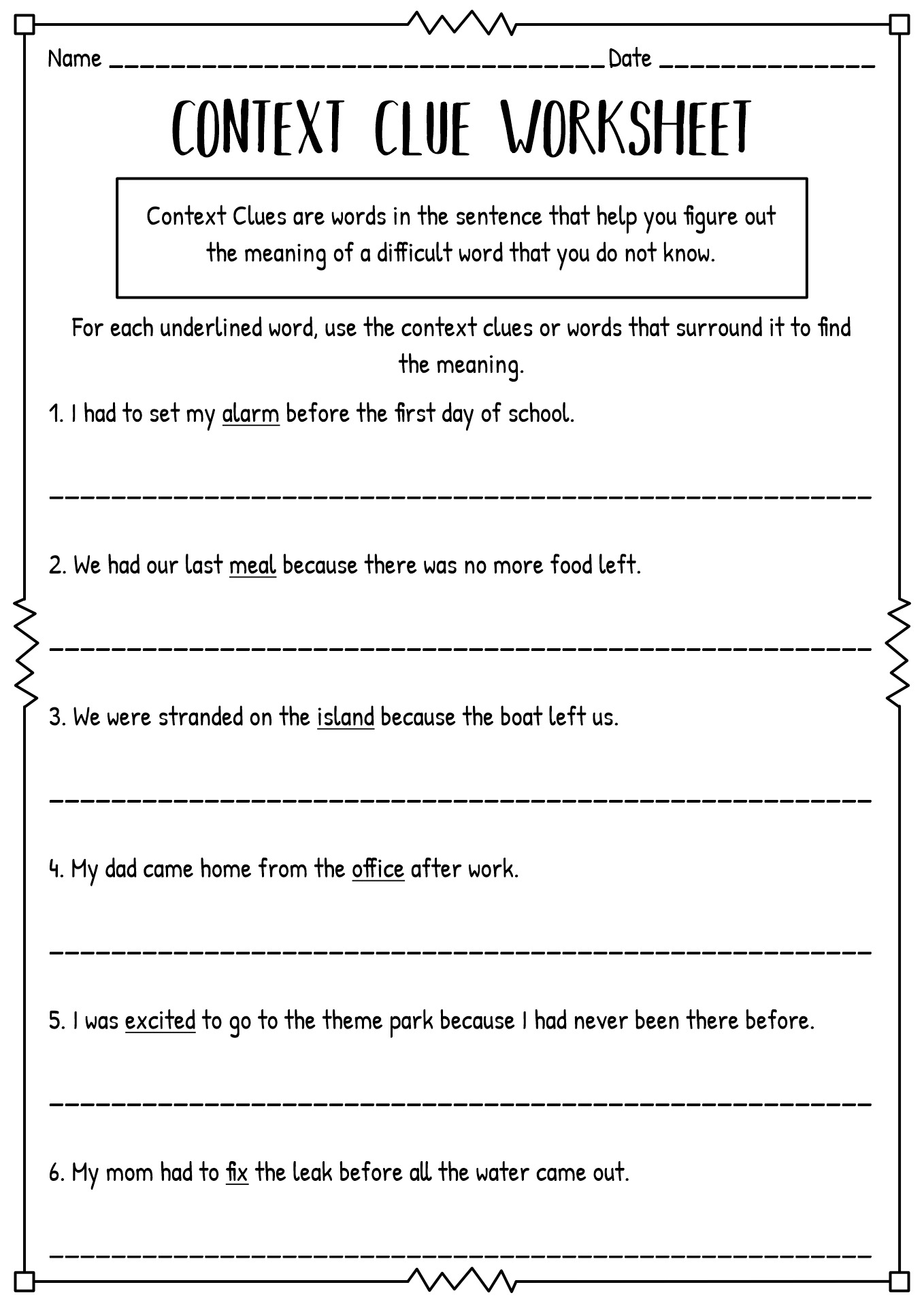 Common Core 6th Grade Reading Worksheets