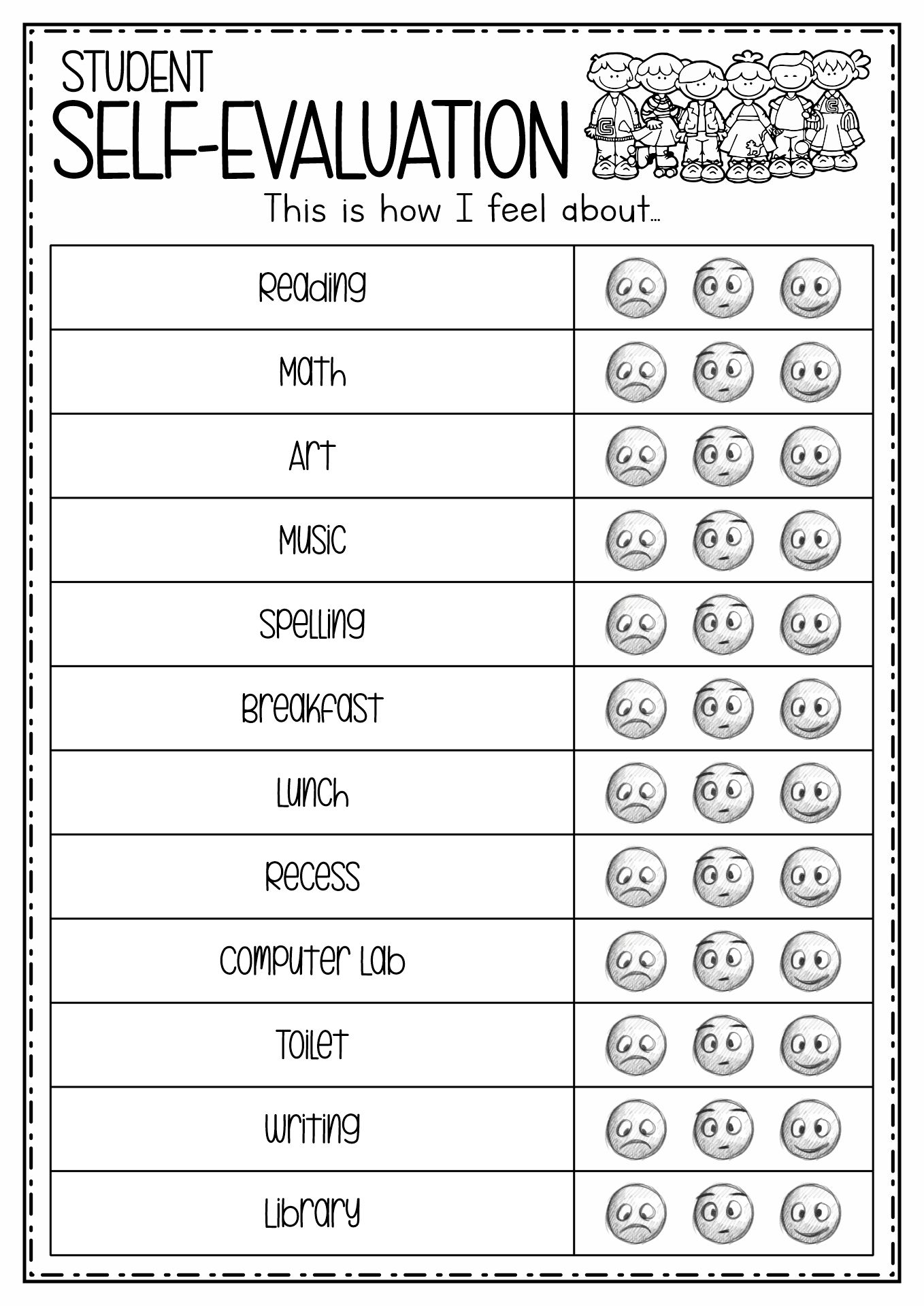 Conferences Parent Teacher Student Self-Evaluation Sheets Image