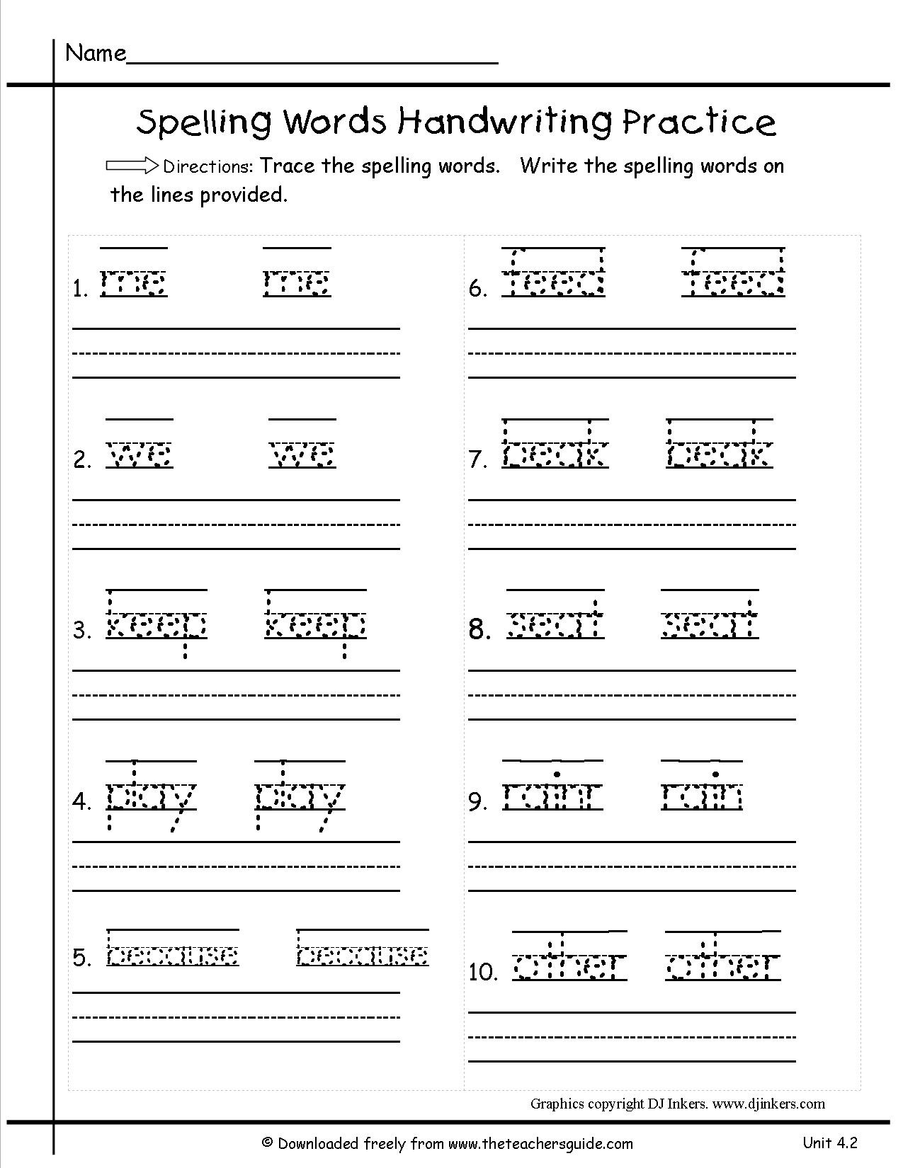 First Grade Handwriting Worksheets Image