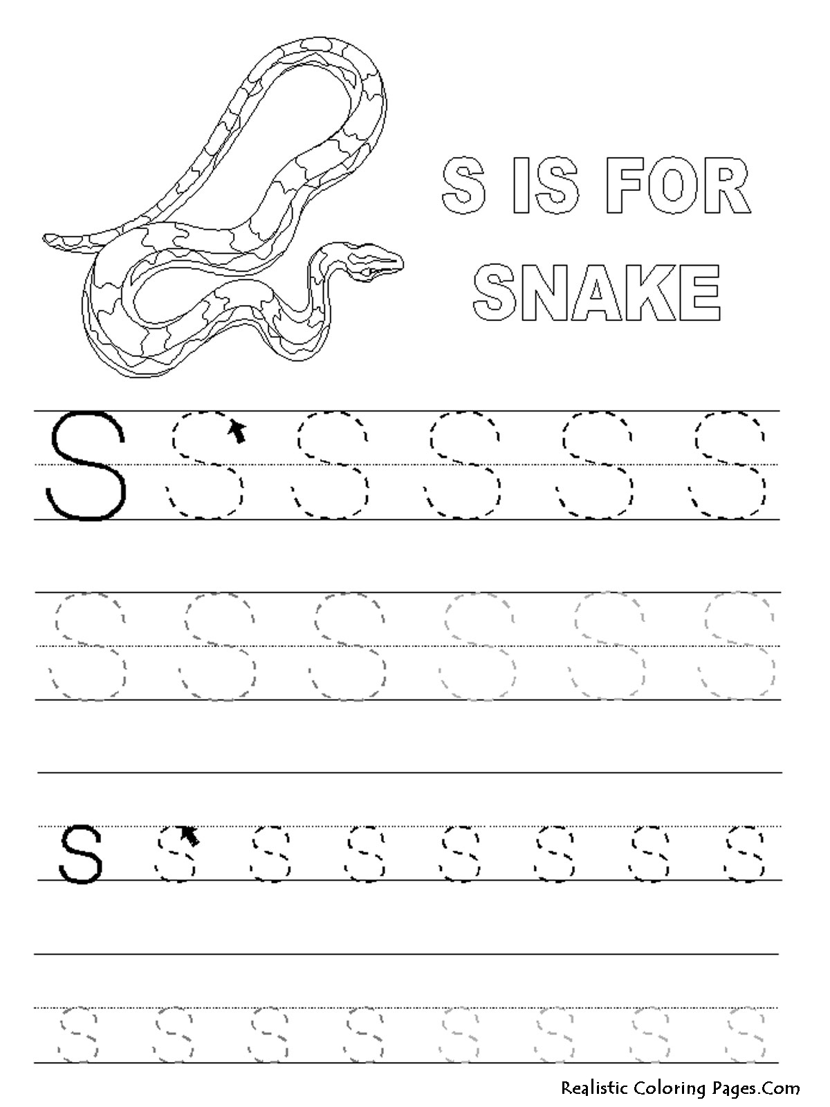 Letter S Tracing Page Image