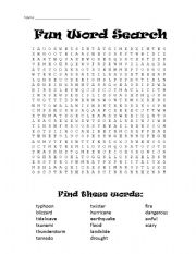 Natural Disasters Word Search Image