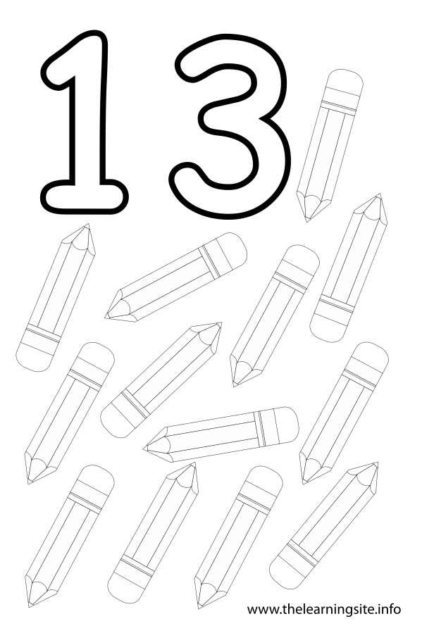 Number 13 Coloring Page Image