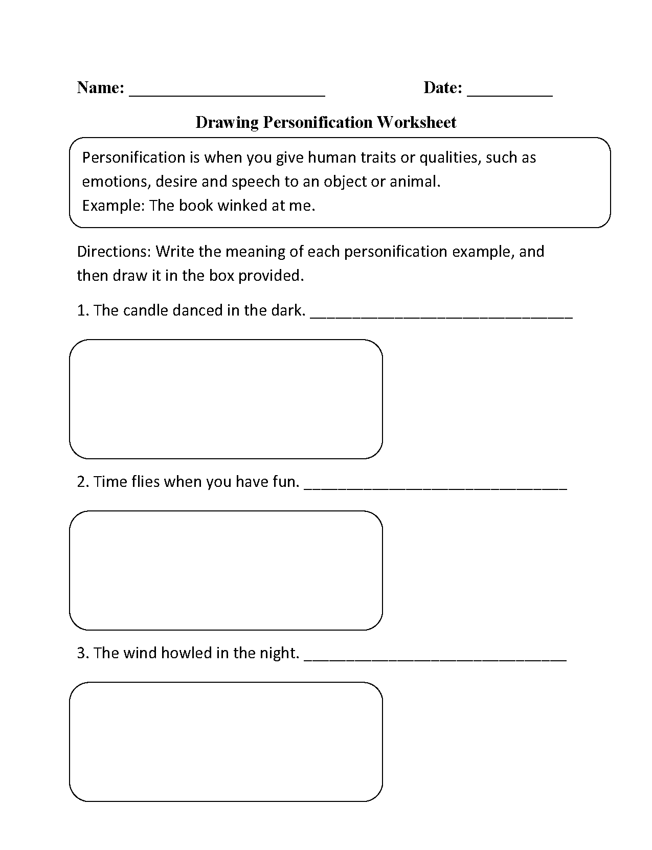 Personification Worksheets 4th Grade Image
