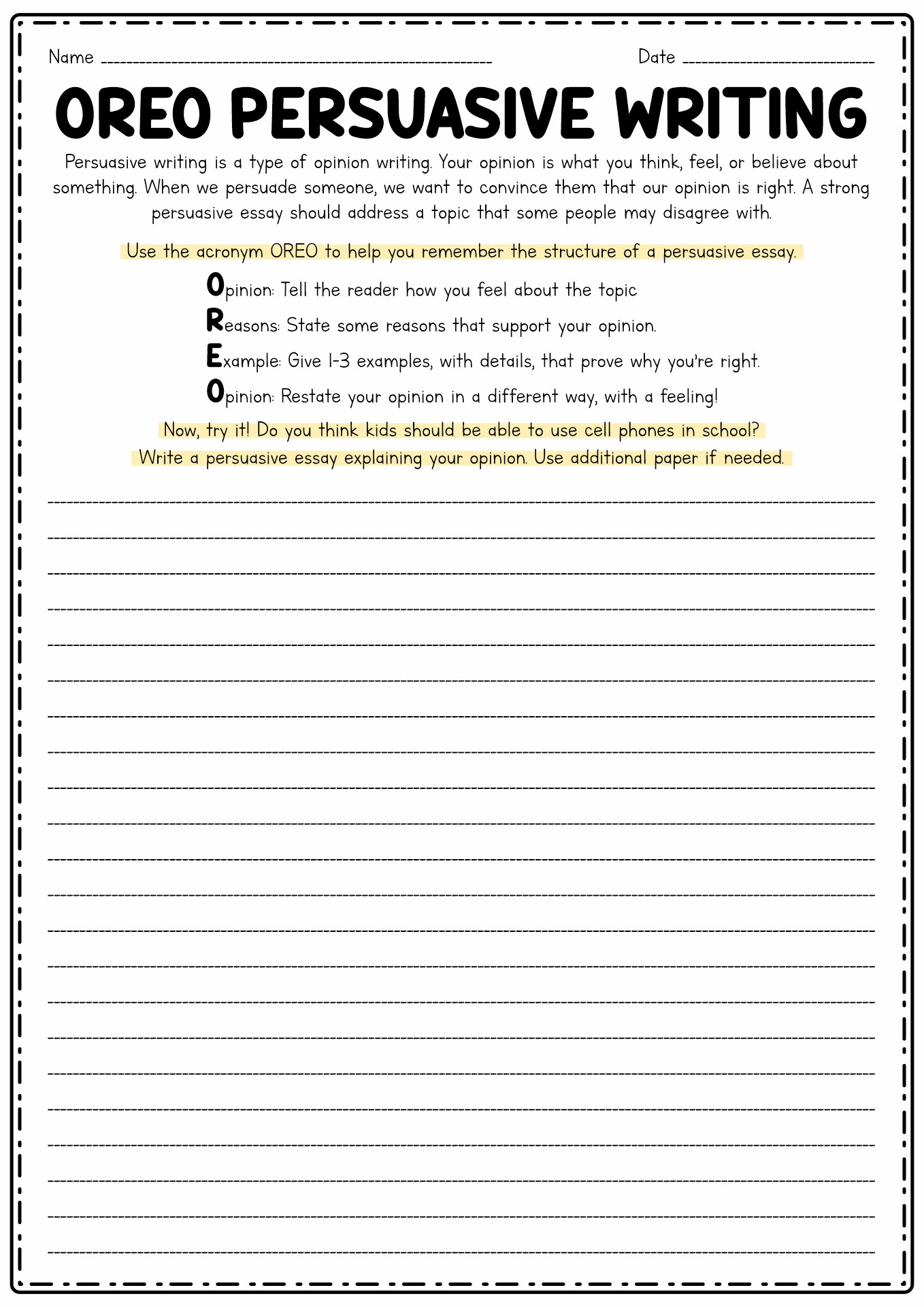 Persuasive Essay 8th Grade Writing Worksheets