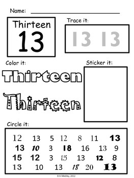 Pre-K Number Worksheets 11-20
