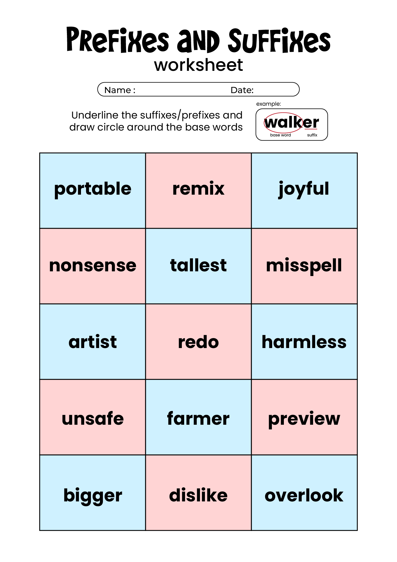 Prefix Suffix Worksheets 2nd Grade Image