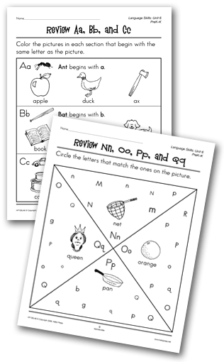 Preschool Alphabet Letter Review Worksheet Image