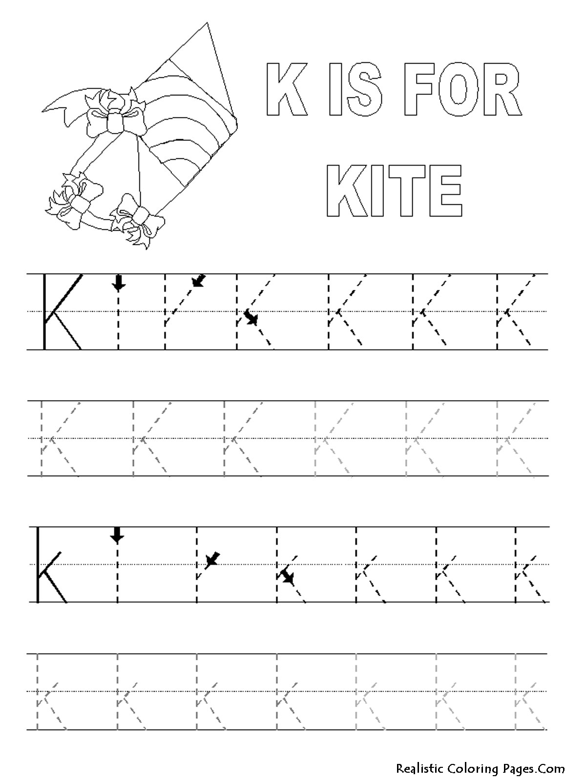 Printable Alphabet Tracing Worksheets Letter K Image