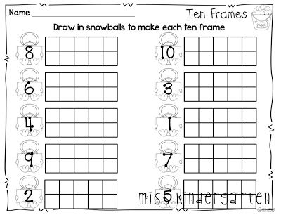 Printable Ten Frame Worksheets for Kindergarten Image