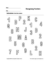Recognizing Number Worksheets Kindergarten