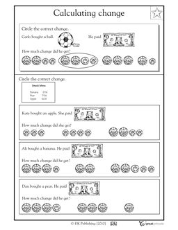 Second Grade Money Problems Worksheets Image