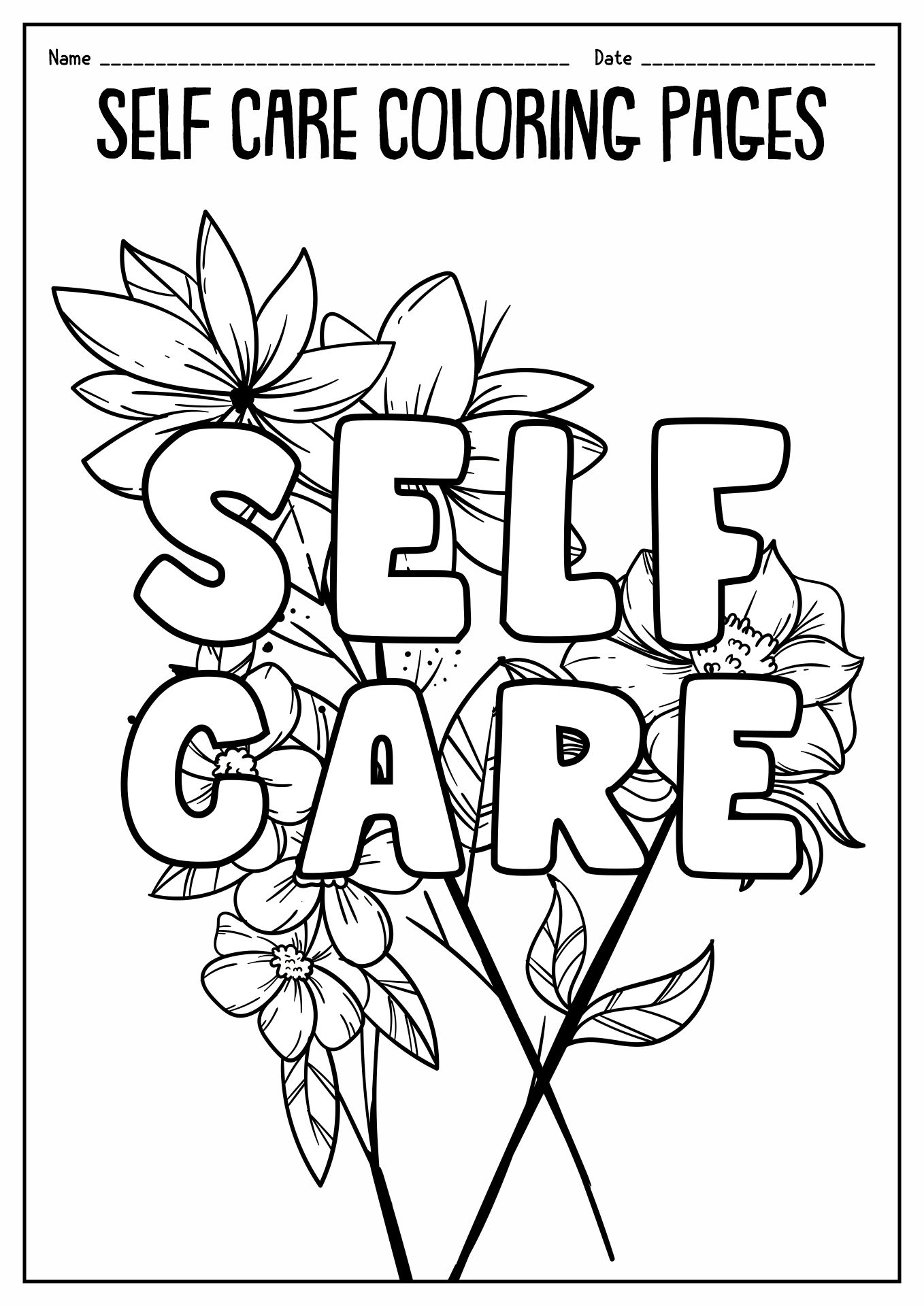 Self-Care Coloring Worksheets