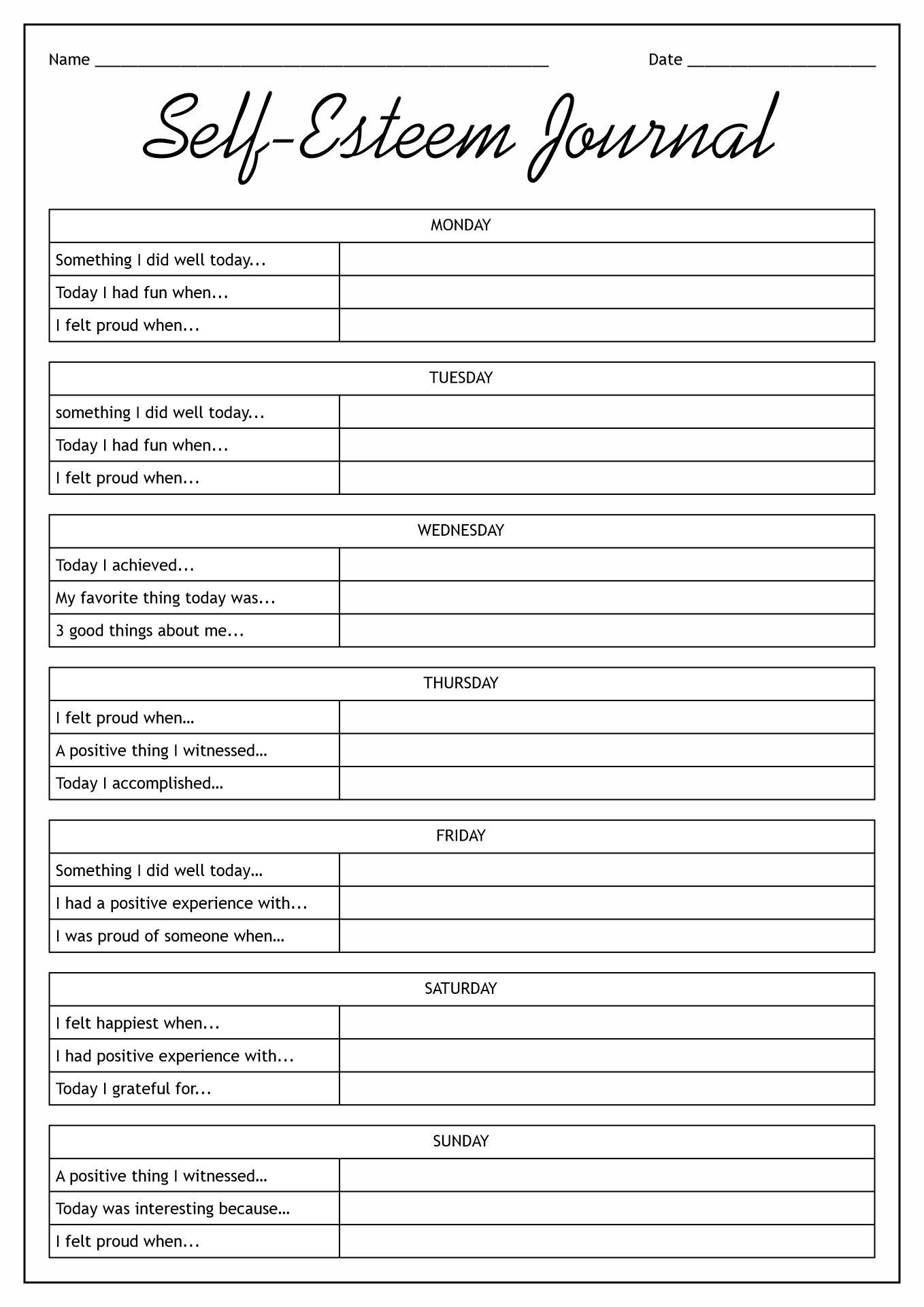 16 Best Images of Positive Self -Talk Worksheets - Positive Thinking ...