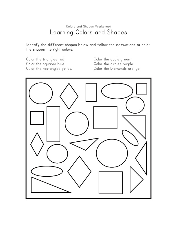 Shape and Color Worksheets for Kindergarten Image