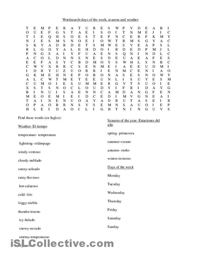 Spanish Word Search Worksheets Image