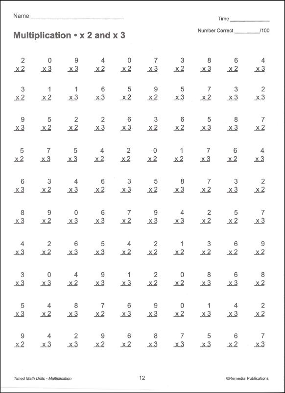 Timed Math Drills Multiplication Worksheets Image