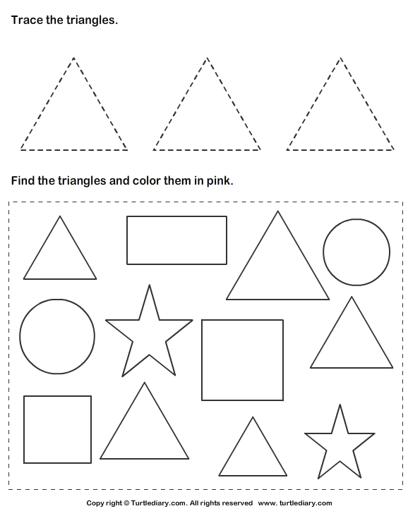 Trace and Color Shapes Worksheet Image