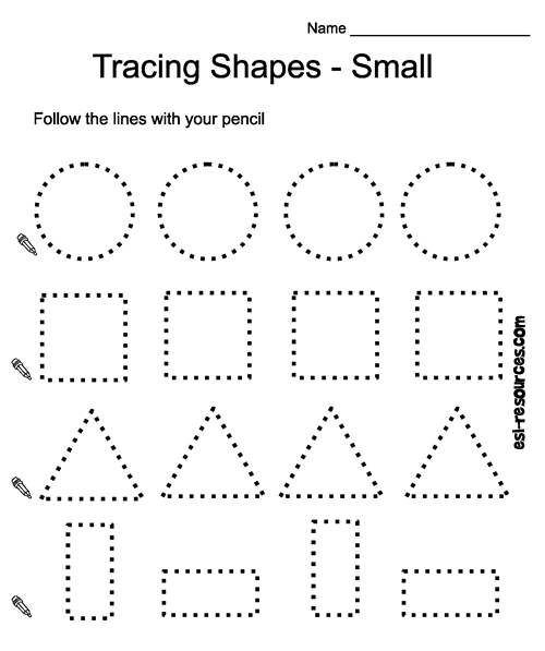 Dotted Tracing Shapes Worksheets