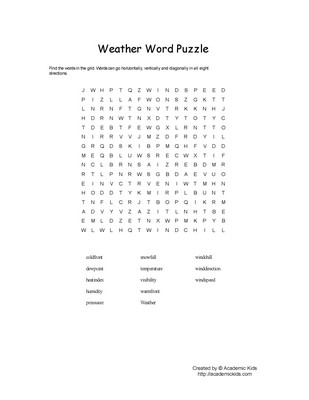 Weather Word Search Crossword Puzzle Image