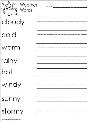 Weather Words Worksheet Image
